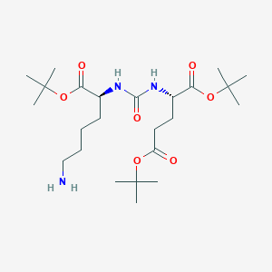 molecular formula C24H45N3O7 B3075090 (S)-di-tert-butyl 2-(3-((S)-6-amino-1-(tert-butoxy)-1-oxohexan-2-yl)ureido)pentanedioate CAS No. 1025796-31-9