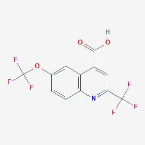 molecular formula C12H5F6NO3 B3075097 6-(trifluoromethoxy)-2-(trifluoromethyl)quinoline-4-carboxylic Acid CAS No. 1025967-71-8