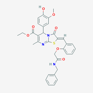 molecular formula C33H31N3O7S B307510 ethyl 2-{2-[2-(benzylamino)-2-oxoethoxy]benzylidene}-5-(4-hydroxy-3-methoxyphenyl)-7-methyl-3-oxo-2,3-dihydro-5H-[1,3]thiazolo[3,2-a]pyrimidine-6-carboxylate 
