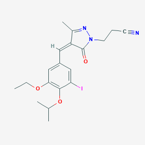 molecular formula C19H22IN3O3 B307511 3-[4-(3-ethoxy-5-iodo-4-isopropoxybenzylidene)-3-methyl-5-oxo-4,5-dihydro-1H-pyrazol-1-yl]propanenitrile 
