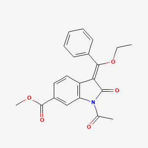 molecular formula C21H19NO5 B3075178 甲基(Z)-1-乙酰-3-(乙氧基(苯基)亚甲基)-2-氧代吲哚-6-羧酸酯 CAS No. 1027407-75-5