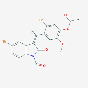 molecular formula C20H15Br2NO5 B307519 4-[(Z)-(1-acetyl-5-bromo-2-oxo-1,2-dihydro-3H-indol-3-ylidene)methyl]-5-bromo-2-methoxyphenyl acetate 