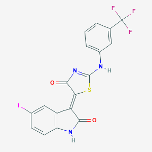 (5Z)-5-(5-iodo-2-oxo-1H-indol-3-ylidene)-2-[3-(trifluoromethyl)anilino]-1,3-thiazol-4-one