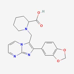 molecular formula C20H20N4O4 B3075287 1-(2-Benzo[1,3]dioxol-5-yl-imidazo[1,2-a]pyrimidin-3-ylmethyl)-piperidine-2-carboxylic acid CAS No. 1029108-71-1