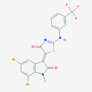 molecular formula C19H10Br2F3N3O2S B307533 (5Z)-5-(5,7-dibromo-1-methyl-2-oxoindol-3-ylidene)-2-[3-(trifluoromethyl)anilino]-1,3-thiazol-4-one 