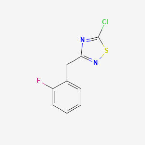 molecular formula C9H6ClFN2S B3075334 5-Chloro-3-[(2-fluorophenyl)methyl]-1,2,4-thiadiazole CAS No. 1029718-69-1
