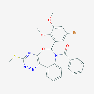 molecular formula C26H21BrN4O4S B307534 [6-(5-bromo-2,3-dimethoxyphenyl)-3-(methylsulfanyl)[1,2,4]triazino[5,6-d][3,1]benzoxazepin-7(6H)-yl](phenyl)methanone 