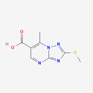 molecular formula C8H8N4O2S B3075397 7-Methyl-2-(methylthio)-[1,2,4]triazolo[1,5-a]pyrimidine-6-carboxylic acid CAS No. 1030420-40-6