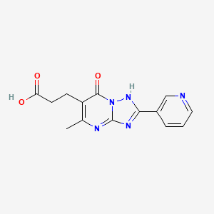molecular formula C14H13N5O3 B3075425 3-(5-Methyl-7-oxo-2-(pyridin-3-yl)-4,7-dihydro-[1,2,4]triazolo[1,5-a]pyrimidin-6-yl)propanoic acid CAS No. 1030476-64-2