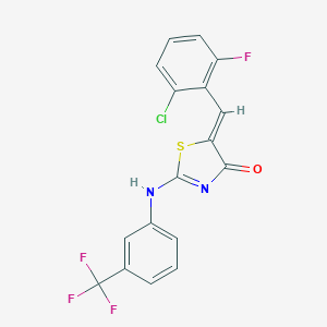 molecular formula C17H9ClF4N2OS B307544 (5Z)-5-[(2-chloro-6-fluorophenyl)methylidene]-2-[3-(trifluoromethyl)anilino]-1,3-thiazol-4-one 