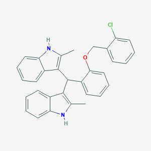molecular formula C32H27ClN2O B307546 3-[{2-[(2-chlorobenzyl)oxy]phenyl}(2-methyl-1H-indol-3-yl)methyl]-2-methyl-1H-indole 