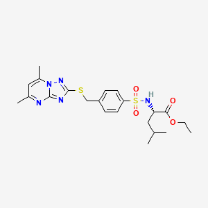 molecular formula C22H29N5O4S2 B3075481 ethyl (2S)-2-{4-[({5,7-dimethyl-[1,2,4]triazolo[1,5-a]pyrimidin-2-yl}sulfanyl)methyl]benzenesulfonamido}-4-methylpentanoate CAS No. 1031212-65-3