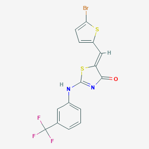 molecular formula C15H8BrF3N2OS2 B307549 (5Z)-5-[(5-bromothiophen-2-yl)methylidene]-2-[3-(trifluoromethyl)anilino]-1,3-thiazol-4-one 
