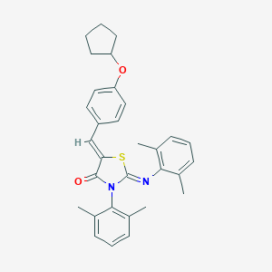 molecular formula C31H32N2O2S B307562 5-[4-(Cyclopentyloxy)benzylidene]-3-(2,6-dimethylphenyl)-2-[(2,6-dimethylphenyl)imino]-1,3-thiazolidin-4-one 