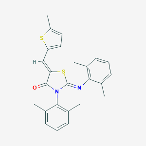 molecular formula C25H24N2OS2 B307563 3-(2,6-Dimethylphenyl)-2-[(2,6-dimethylphenyl)imino]-5-[(5-methyl-2-thienyl)methylene]-1,3-thiazolidin-4-one 