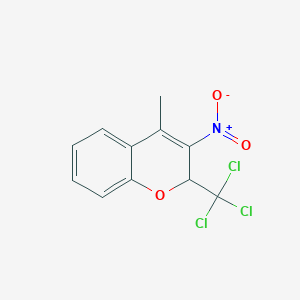 molecular formula C11H8Cl3NO3 B3075634 4-Methyl-3-nitro-2-(trichloromethyl)-2H-chromene CAS No. 1033425-21-6