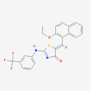 molecular formula C23H17F3N2O2S B307564 (5Z)-5-[(2-ethoxynaphthalen-1-yl)methylidene]-2-[3-(trifluoromethyl)anilino]-1,3-thiazol-4-one 