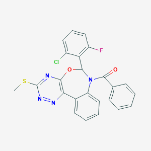 molecular formula C24H16ClFN4O2S B307568 [6-(2-chloro-6-fluorophenyl)-3-(methylsulfanyl)[1,2,4]triazino[5,6-d][3,1]benzoxazepin-7(6H)-yl](phenyl)methanone 