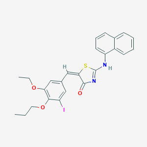 molecular formula C25H23IN2O3S B307574 (5E)-5-[(3-ethoxy-5-iodo-4-propoxyphenyl)methylidene]-2-(naphthalen-1-ylamino)-1,3-thiazol-4-one 