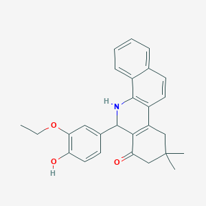 molecular formula C27H27NO3 B307575 6-(3-ethoxy-4-hydroxyphenyl)-9,9-dimethyl-6,8,9,10-tetrahydrobenzo[c]phenanthridin-7(5H)-one 