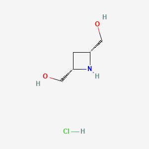 molecular formula C5H12ClNO2 B3075813 [顺式-4-(羟甲基)氮杂环丁-2-基]甲醇；盐酸盐 CAS No. 1036262-56-2