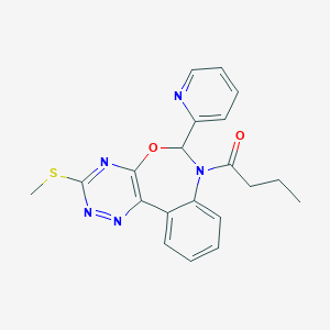molecular formula C20H19N5O2S B307589 7-Butyryl-3-(methylthio)-6-pyridin-2-yl-6,7-dihydro[1,2,4]triazino[5,6-d][3,1]benzoxazepine 