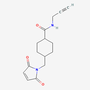 molecular formula C15H18N2O3 B3075897 4-((2,5-Dioxo-2,5-dihydro-1H-pyrrol-1-yl)methyl)-N-(prop-2-yn-1-yl)cyclohexanecarboxamide CAS No. 1036847-90-1