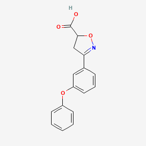 molecular formula C16H13NO4 B3076015 3-(3-Phenoxyphenyl)-4,5-dihydro-1,2-oxazole-5-carboxylic acid CAS No. 1038358-01-8
