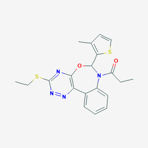 molecular formula C20H20N4O2S2 B307603 3-(Ethylthio)-6-(3-methylthien-2-yl)-7-propionyl-6,7-dihydro[1,2,4]triazino[5,6-d][3,1]benzoxazepine 