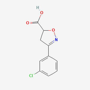 molecular formula C10H8ClNO3 B3076053 3-(3-Chlorophenyl)-4,5-dihydro-1,2-oxazole-5-carboxylic acid CAS No. 1038696-53-5