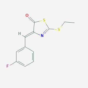 molecular formula C12H10FNOS2 B307607 2-(ethylsulfanyl)-4-(3-fluorobenzylidene)-1,3-thiazol-5(4H)-one 