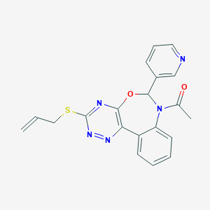 molecular formula C20H17N5O2S B307608 7-Acetyl-3-(allylthio)-6-pyridin-3-yl-6,7-dihydro[1,2,4]triazino[5,6-d][3,1]benzoxazepine 