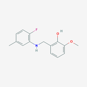 molecular formula C15H16FNO2 B3076091 2-{[(2-Fluoro-5-methylphenyl)amino]methyl}-6-methoxyphenol CAS No. 1039322-65-0