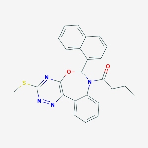 molecular formula C25H22N4O2S B307611 7-Butyryl-3-(methylsulfanyl)-6-(1-naphthyl)-6,7-dihydro[1,2,4]triazino[5,6-d][3,1]benzoxazepine 