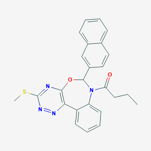 molecular formula C25H22N4O2S B307614 7-Butyryl-3-(methylsulfanyl)-6-(2-naphthyl)-6,7-dihydro[1,2,4]triazino[5,6-d][3,1]benzoxazepine 