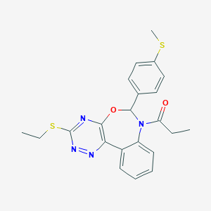 3-(Ethylsulfanyl)-6-[4-(methylsulfanyl)phenyl]-7-propionyl-6,7-dihydro[1,2,4]triazino[5,6-d][3,1]benzoxazepine
