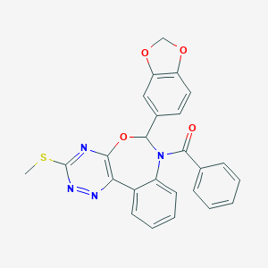 molecular formula C25H18N4O4S B307619 [6-(1,3-benzodioxol-5-yl)-3-(methylsulfanyl)[1,2,4]triazino[5,6-d][3,1]benzoxazepin-7(6H)-yl](phenyl)methanone 