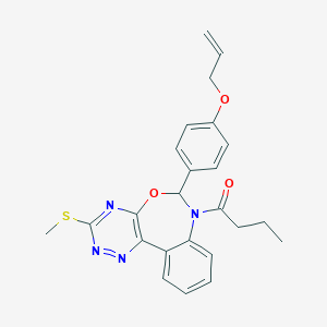 molecular formula C24H24N4O3S B307623 6-[4-(Allyloxy)phenyl]-7-butyryl-3-(methylthio)-6,7-dihydro[1,2,4]triazino[5,6-d][3,1]benzoxazepine 