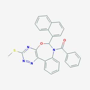 molecular formula C28H20N4O2S B307624 [3-(methylsulfanyl)-6-(naphthalen-1-yl)[1,2,4]triazino[5,6-d][3,1]benzoxazepin-7(6H)-yl](phenyl)methanone 