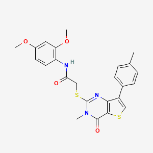 molecular formula C24H23N3O4S2 B3076262 N-(2,4-dimethoxyphenyl)-2-{[3-methyl-7-(4-methylphenyl)-4-oxo-3,4-dihydrothieno[3,2-d]pyrimidin-2-yl]thio}acetamide CAS No. 1040631-78-4
