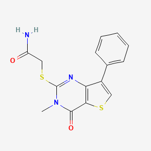 molecular formula C15H13N3O2S2 B3076272 2-[(3-Methyl-4-oxo-7-phenyl-3,4-dihydrothieno[3,2-d]pyrimidin-2-yl)thio]acetamide CAS No. 1040631-85-3