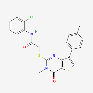 molecular formula C22H18ClN3O2S2 B3076279 N-(2-chlorophenyl)-2-{[3-methyl-7-(4-methylphenyl)-4-oxo-3,4-dihydrothieno[3,2-d]pyrimidin-2-yl]thio}acetamide CAS No. 1040631-88-6