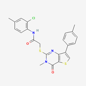 molecular formula C23H20ClN3O2S2 B3076285 N-(2-氯-4-甲基苯基)-2-{[3-甲基-7-(4-甲基苯基)-4-氧代-3,4-二氢噻吩[3,2-d]嘧啶-2-基]硫代}乙酰胺 CAS No. 1040631-92-2