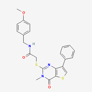 molecular formula C23H21N3O3S2 B3076292 N-(4-methoxybenzyl)-2-[(3-methyl-4-oxo-7-phenyl-3,4-dihydrothieno[3,2-d]pyrimidin-2-yl)thio]acetamide CAS No. 1040631-96-6