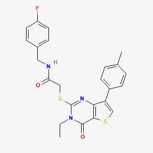molecular formula C24H22FN3O2S2 B3076295 2-{[3-ethyl-7-(4-methylphenyl)-4-oxo-3,4-dihydrothieno[3,2-d]pyrimidin-2-yl]thio}-N-(4-fluorobenzyl)acetamide CAS No. 1040632-00-5