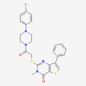 molecular formula C25H23FN4O2S2 B3076333 2-({2-[4-(4-fluorophenyl)piperazin-1-yl]-2-oxoethyl}thio)-3-methyl-7-phenylthieno[3,2-d]pyrimidin-4(3H)-one CAS No. 1040632-23-2