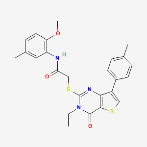 molecular formula C25H25N3O3S2 B3076338 2-{[3-ethyl-7-(4-methylphenyl)-4-oxo-3,4-dihydrothieno[3,2-d]pyrimidin-2-yl]thio}-N-(2-methoxy-5-methylphenyl)acetamide CAS No. 1040632-30-1