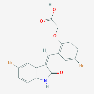 molecular formula C17H11Br2NO4 B307634 {4-bromo-2-[(Z)-(5-bromo-2-oxo-1,2-dihydro-3H-indol-3-ylidene)methyl]phenoxy}acetic acid 
