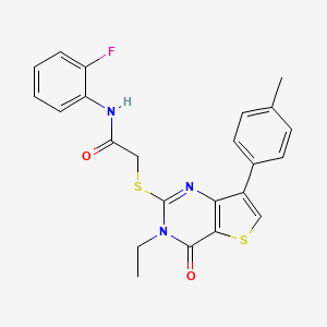 2-{[3-ethyl-7-(4-methylphenyl)-4-oxo-3,4-dihydrothieno[3,2-d]pyrimidin-2-yl]thio}-N-(2-fluorophenyl)acetamide