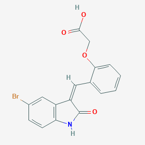 {2-[(Z)-(5-bromo-2-oxo-1,2-dihydro-3H-indol-3-ylidene)methyl]phenoxy}acetic acid